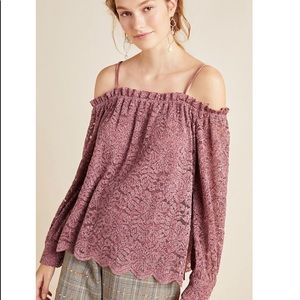 Anthropologie Eri+Ali Mauve Lace Romana Blouse
